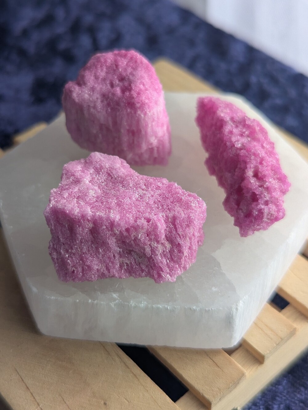 🩷 Rough Ruby Corundum Trio Plate 💖 PiNK Gem Stone raw form Specimen Set of 3